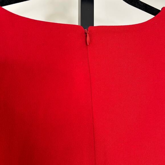 Rachel Roy Red Dress-XL- Pencil w/ Ruffle, sleeveless, v neck, zippered, stretch - Picture 4 of 7